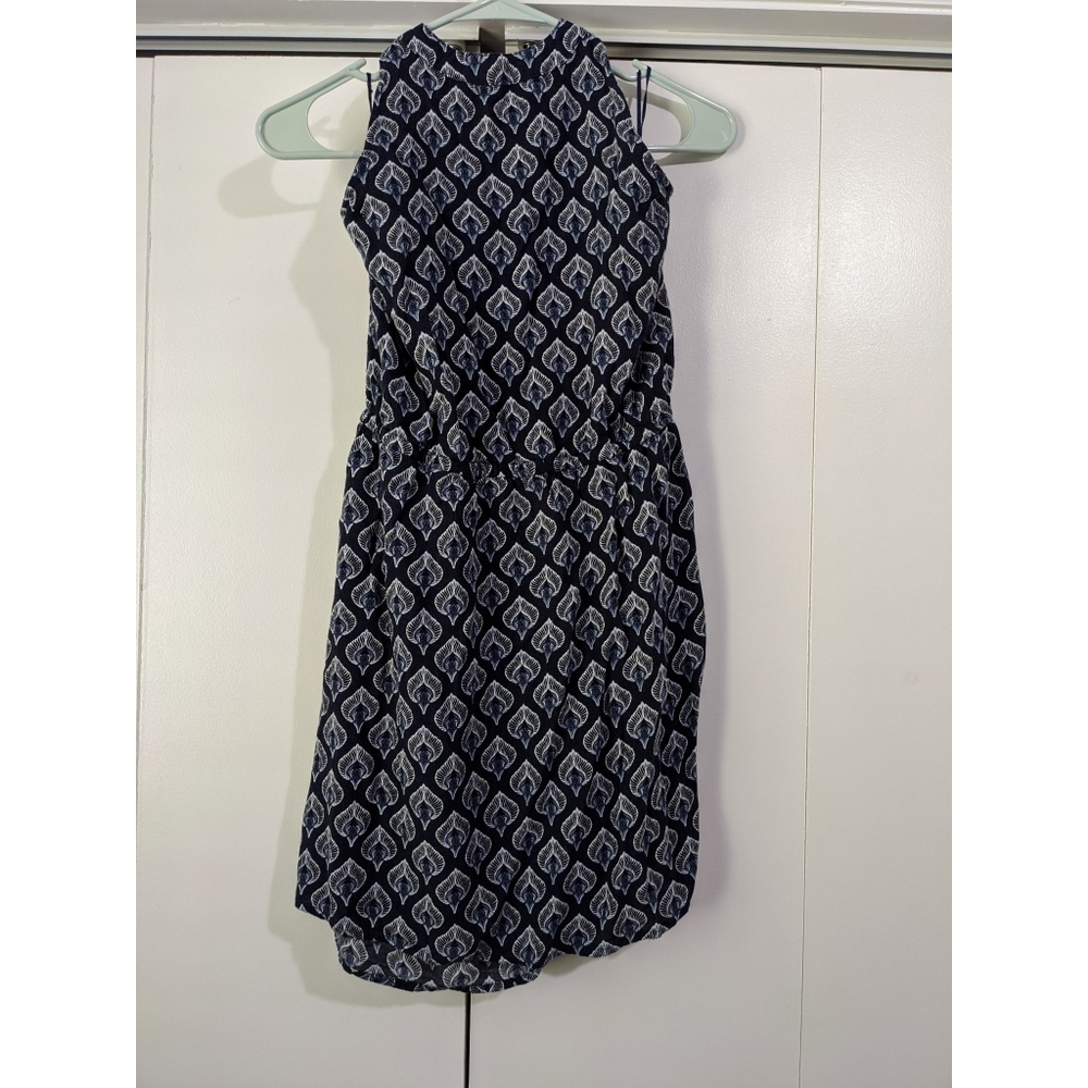 Roxy Boho Mini Halter Dress in Navy Blue